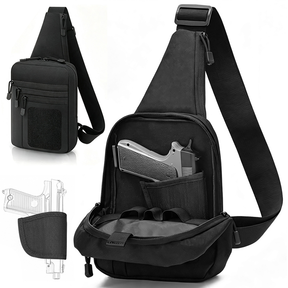 Edc Concealed Carry Holster - 隠し銃持ち用チェストガンバッグ、ピストルガン収納バッグ、タクティカルスリングショルダーポーチ（ガンホルスター付き）、クロスボディEDCツールバッグ