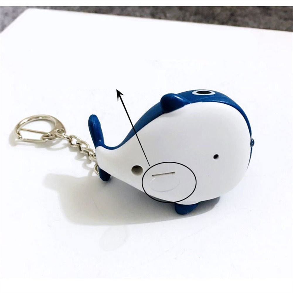 Keychain Flashlight - かわいいサウンドライト付き海クジラキーホルダー、光る懐中電灯LEDクジラキーリング、メタルリング、漫画動物LEDキーホルダー、バッグペンダント