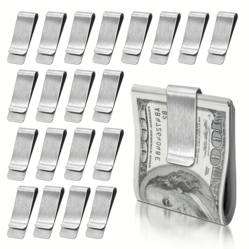 Money Clip Magnetic - 20個入り ステンレス製 シルバー スリムウォレット メンズ用 クレジットカードホルダー