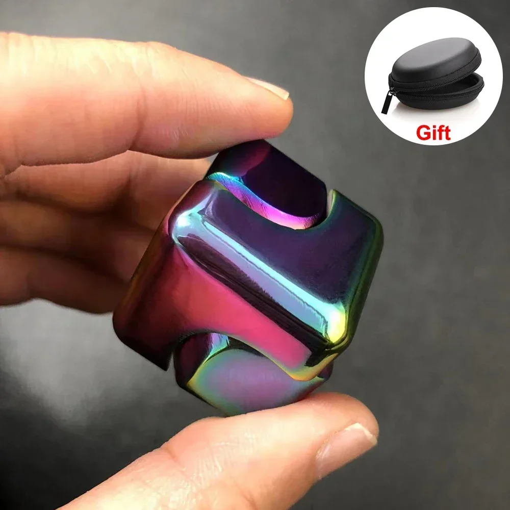 Fidget Spinner Bearing - メタルキューブ回転指先ジャイロスコープフィジェット抗ストレスおもちゃ大人のオフィスホーム旅行ポータブルスピナーおもちゃクリスマスギフト
