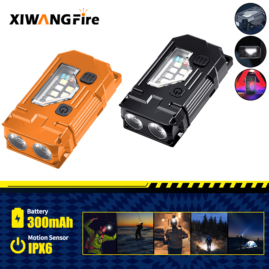 Keychain Flashlight - ミニキーホルダーEDC懐中電灯 - ペンクリップと帽子クリップ付き充電式磁気トーチライト、アウトドア/釣り用の超高輝度ランプ