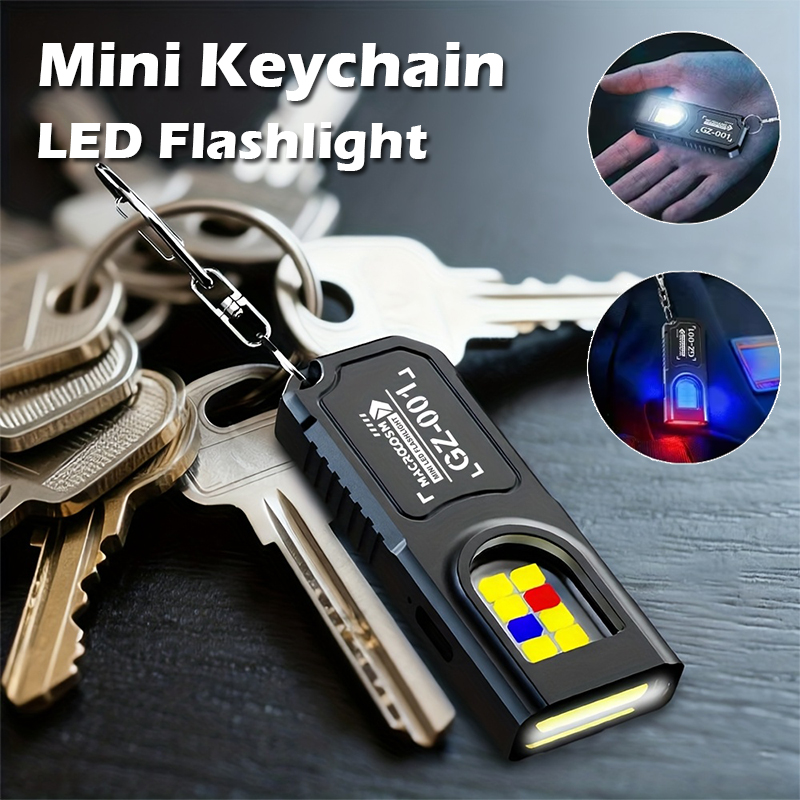 Keychain Flashlight - 強力なミニCOB LEDキーホルダー懐中電灯、USB C充電式、吊り下げ作業灯、防水キーリング、キャンプ、ウォーキング、ポケットランプ