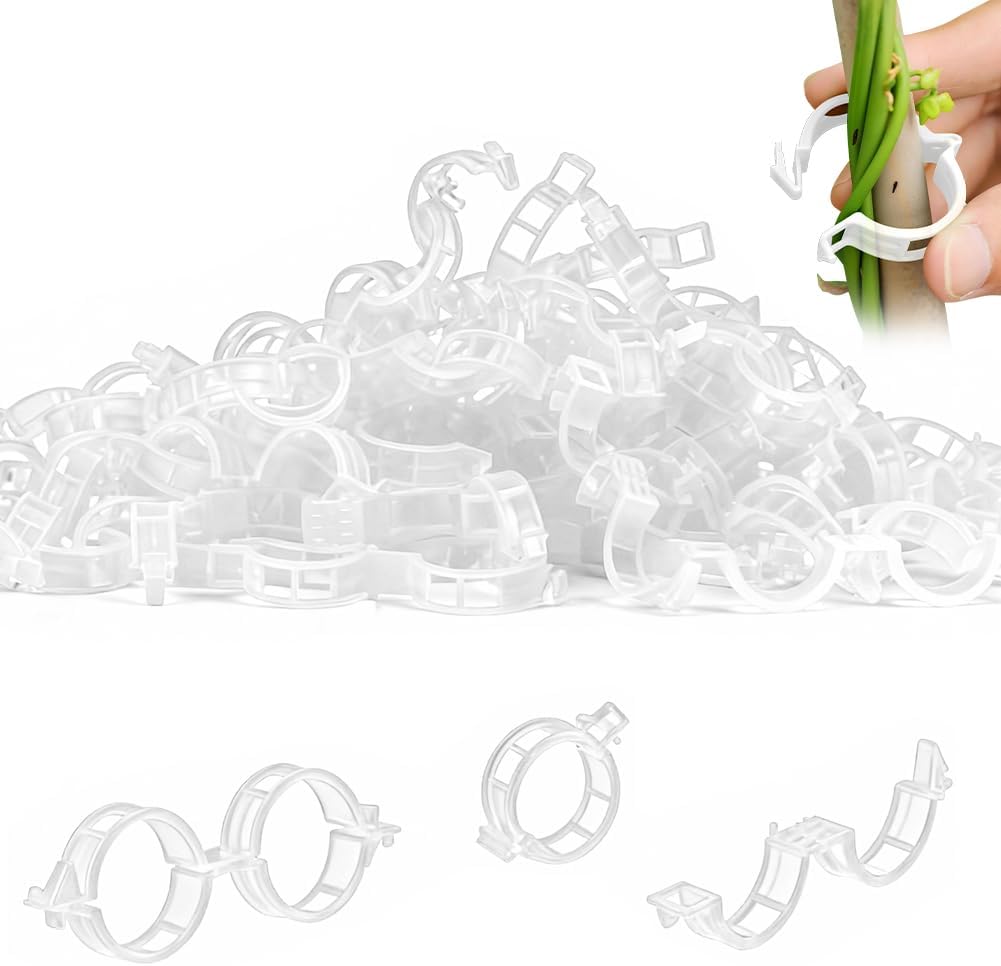 Gear Tie Reusable - 100個入り 植物サポートクリップ 再利用可能なガーデンクリップ、固定用プラスチック製植物クリップ、トマトサポートクリップ、つる性植物用トレリス紐用