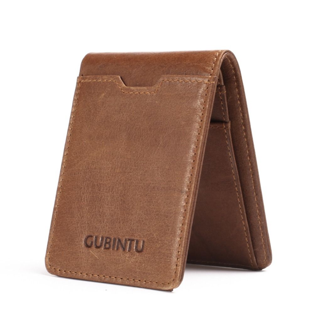 Money Clip Magnetic - 本革製メンズ財布 スリム ヴィンテージ RFIDブロッキング カードホルダー 磁気防止カード保護