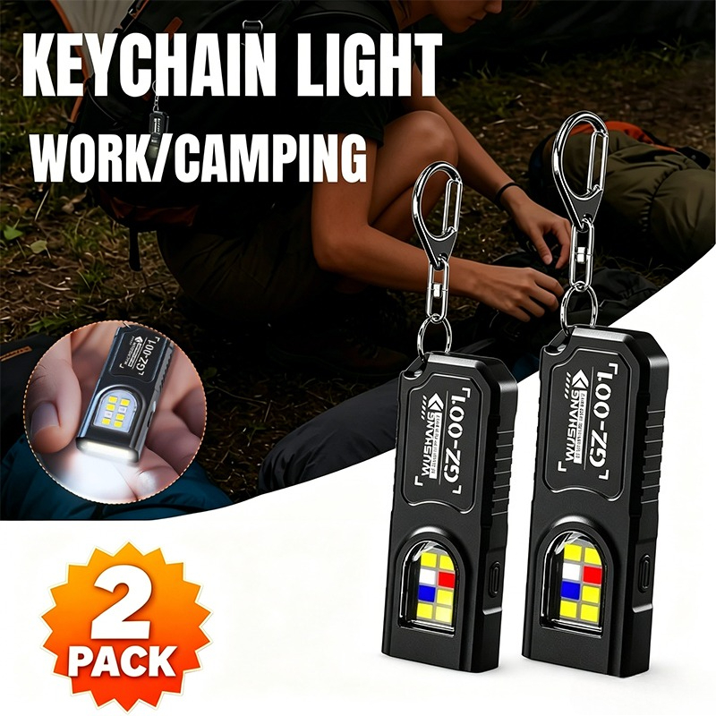 Keychain Flashlight - LED キーホルダー懐中電灯タイプ C 充電式 550LM ポータブルミニトーチポケットランタンフラッドワークライト緊急用マグネット付き