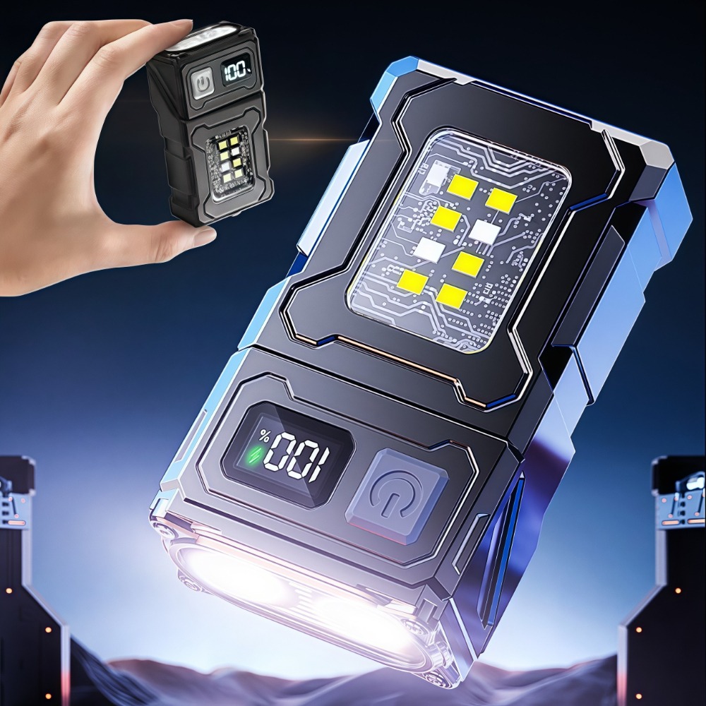 Keychain Flashlight - 充電式ミニLED懐中電灯、マグネットクリップ付き作業灯、キーホルダーライト、ポケットEDCトーチ、アウトドアキャンプ、ハイキング、釣り用