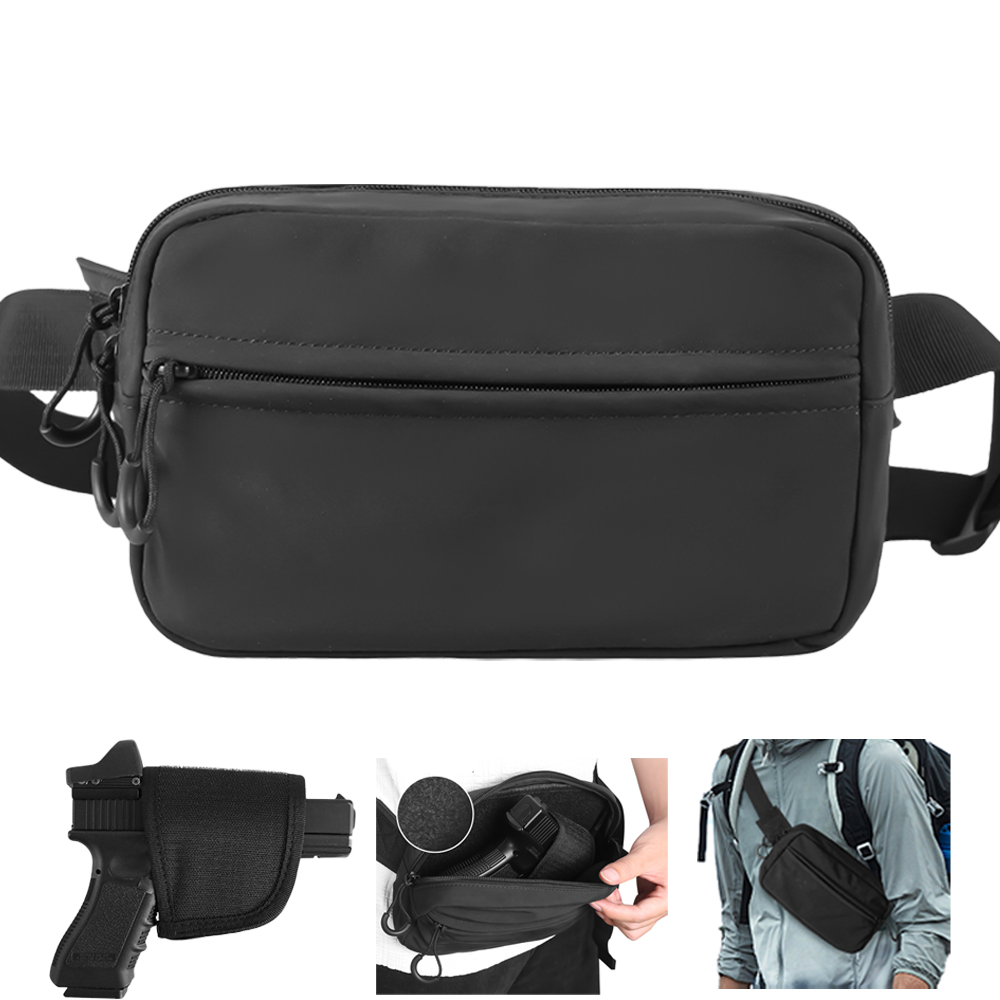 Edc Concealed Carry Holster - タクティカルクロスボディバッグ ピストルウエストパック 隠し銃キャリーホルスター EDCファニーパック ジッパーベルト付き スポーツ旅行仕事用