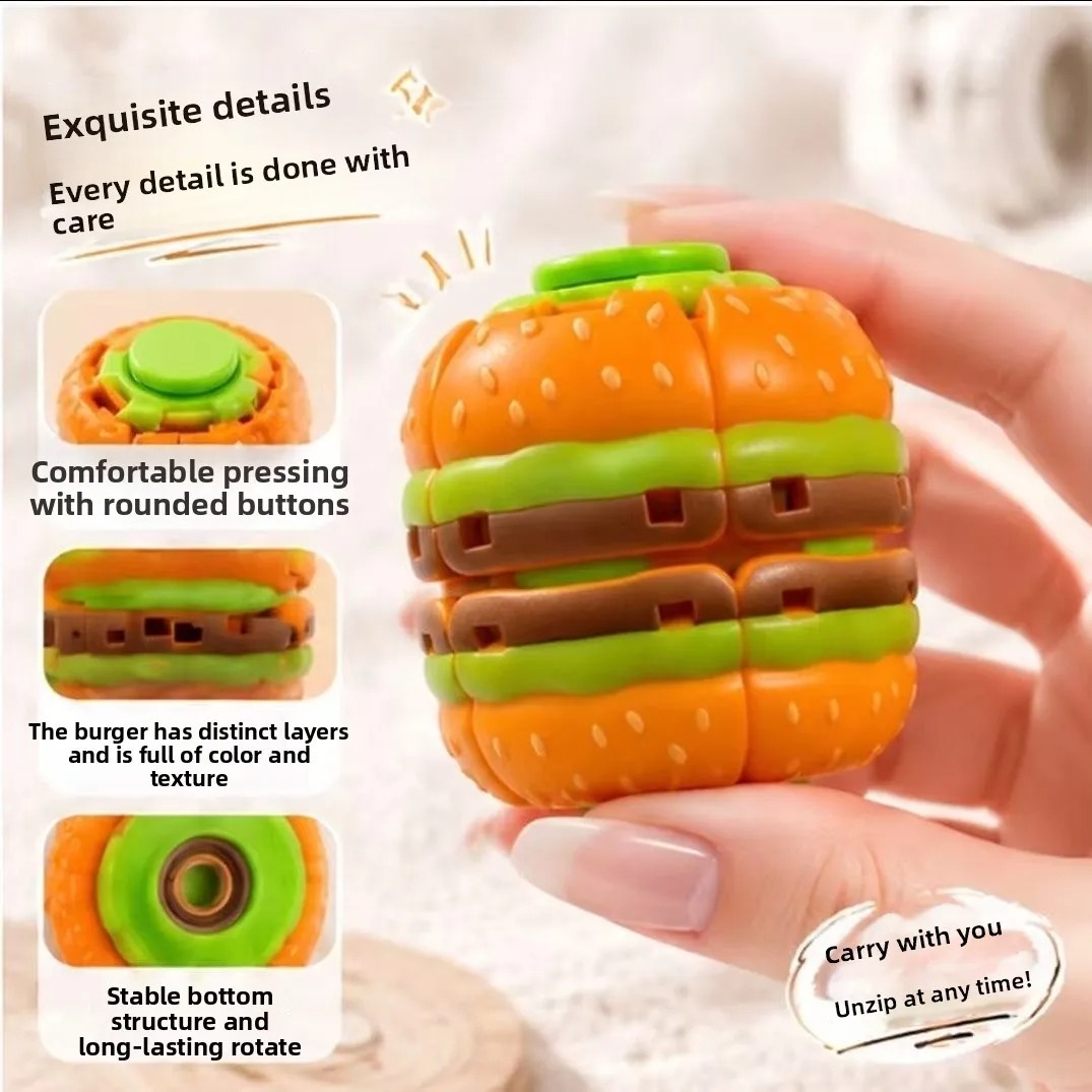 ハムバーガー型フィジェットスピナー回転ストレスボール 静音  - Fidget Spinner Bearing のレビューと価格