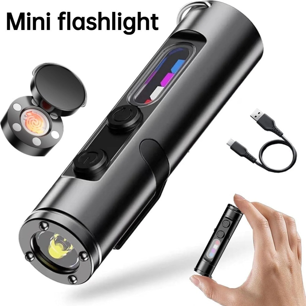 ミニ屋外懐中電灯タイプ C 充電式 LED 磁気トーチ ハッ - Keychain Flashlight のレビューと価格