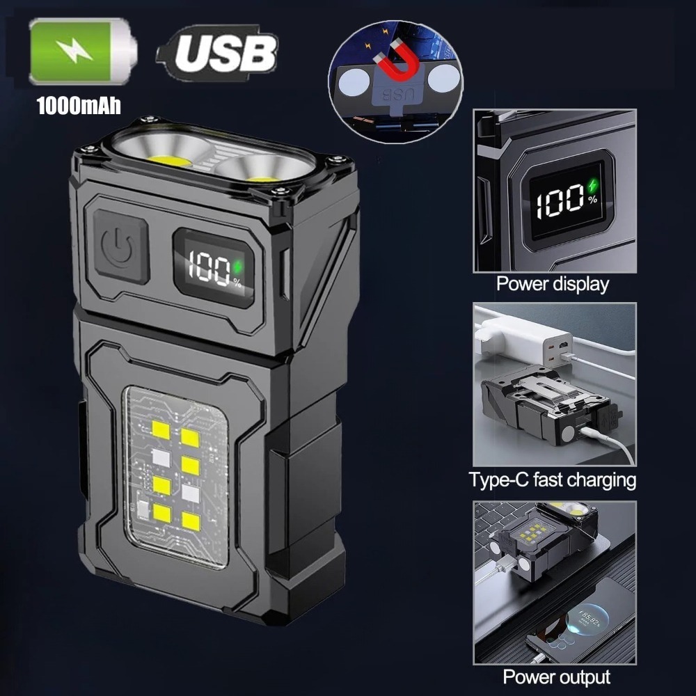 180 °   回転可能なLED懐中電灯USB充電式キーホル - Keychain Flashlight のレビューと価格
