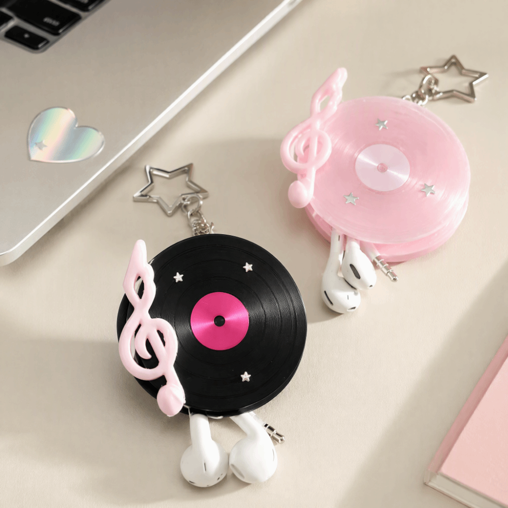 Y2K ビニールレコードキーホルダー スター 韓国・日本スタ - Cable Winder Keychain のレビューと価格