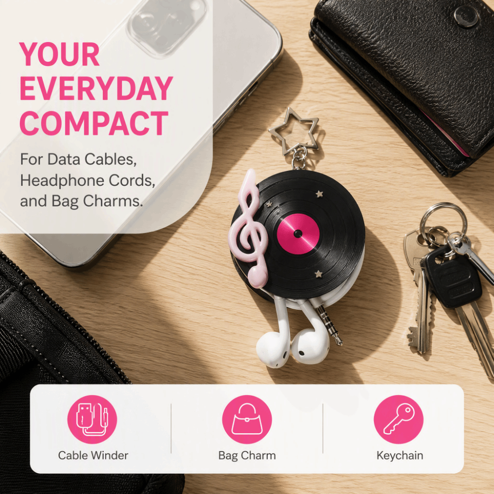 Y2K ビニールレコードキーホルダー スター 韓国・日本スタ - Cable Winder Keychain のレビューと価格
