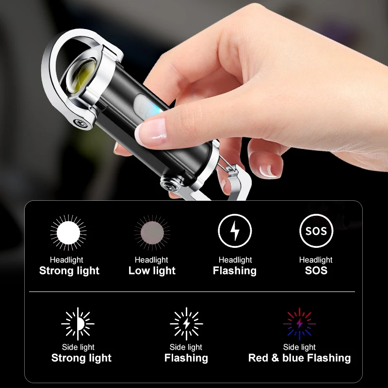 ミニ充電式キーホルダー懐中電灯 800LM EDC COB  - Keychain Flashlight のレビューと価格