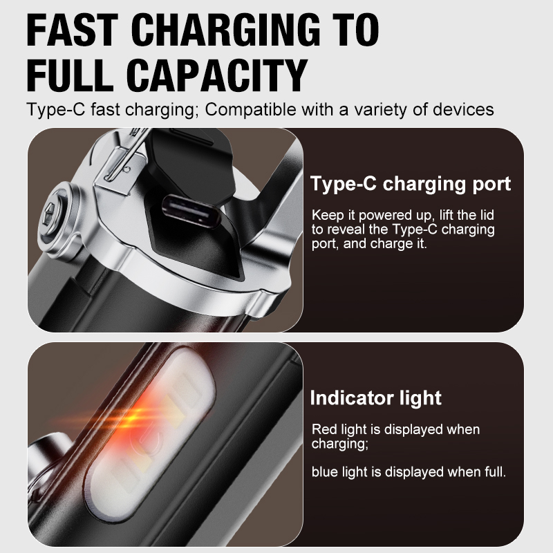 ミニ充電式キーホルダー懐中電灯 800LM EDC COB  - Keychain Flashlight のレビューと価格