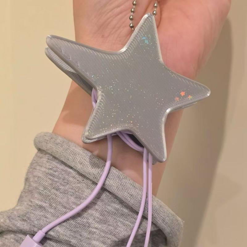 Y2Kスターシェイプイヤホンケーブルワインダー、インスタ風ポ - Cable Winder Keychain のレビューと価格