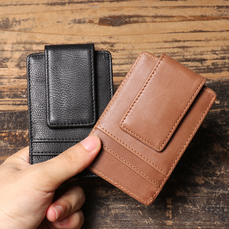 メンズスリムマネークリップウォレットレザーIDクレジットカー - Money Clip Magnetic のレビューと価格