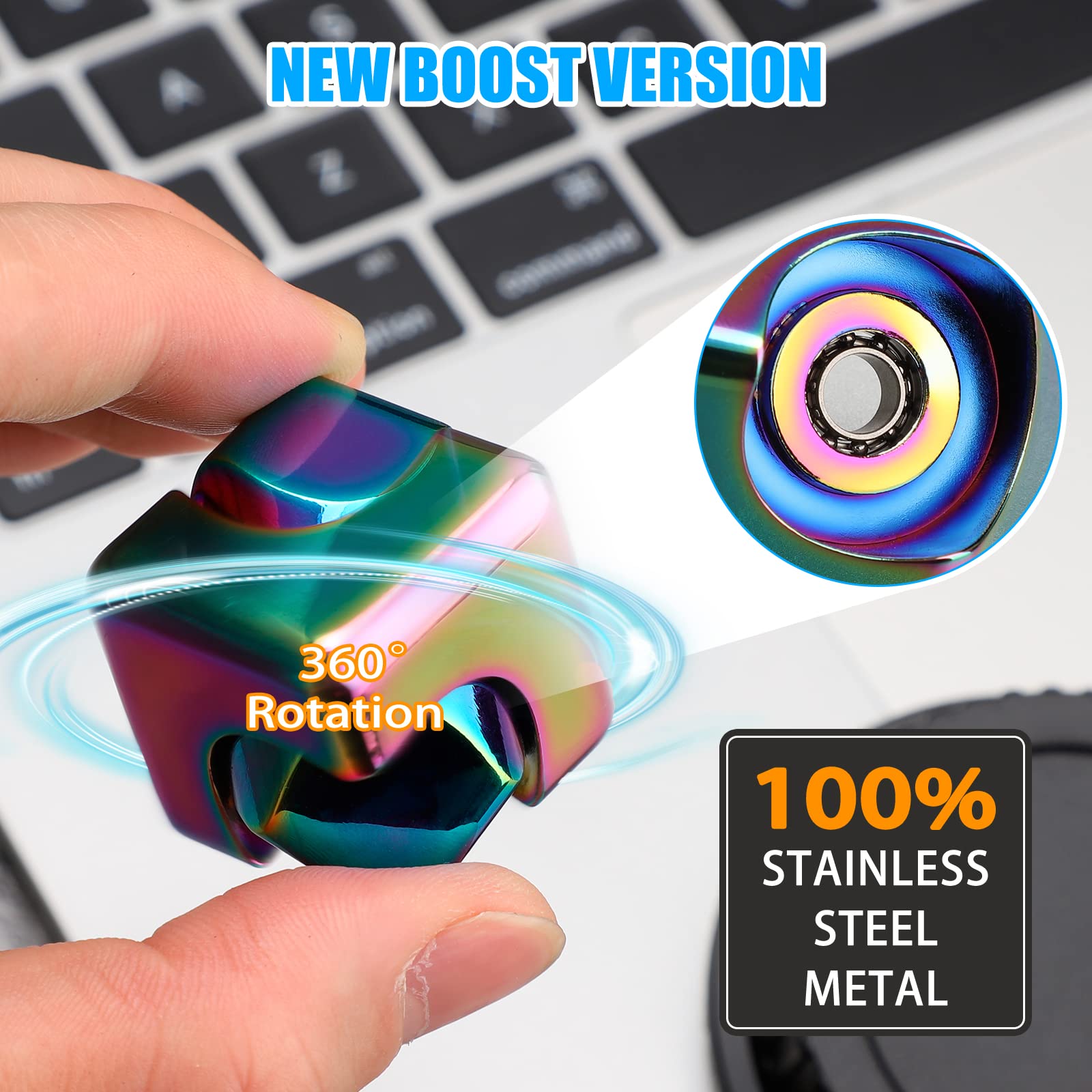 メタルキューブ回転指先ジャイロスコープフィジェット抗ストレス - Fidget Spinner Bearing のレビューと価格