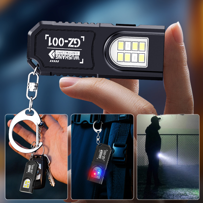 ポータブルキーホルダー LED COB 懐中電灯 USB 充 - Keychain Flashlight のレビューと価格