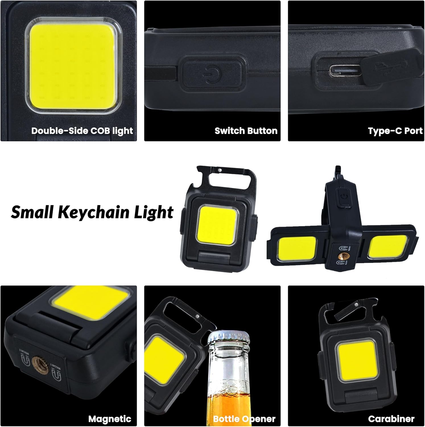ミニ懐中電灯キーホルダーライト COB ワークライト USB - Keychain Flashlight のレビューと価格