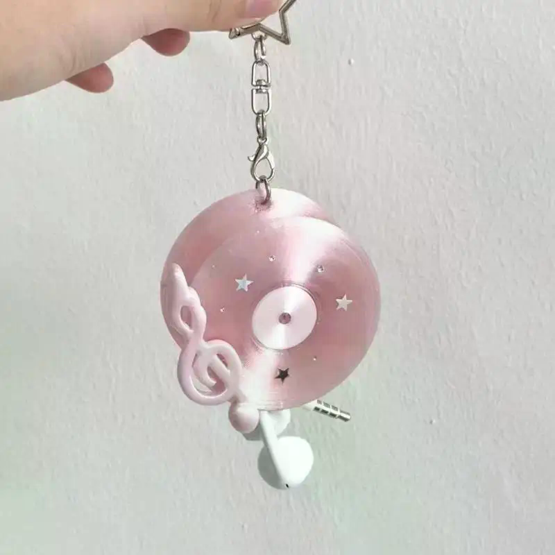 Y2Kヴィンテージレコード型イヤホンケーブルワインダー、キー - Cable Winder Keychain のレビューと価格